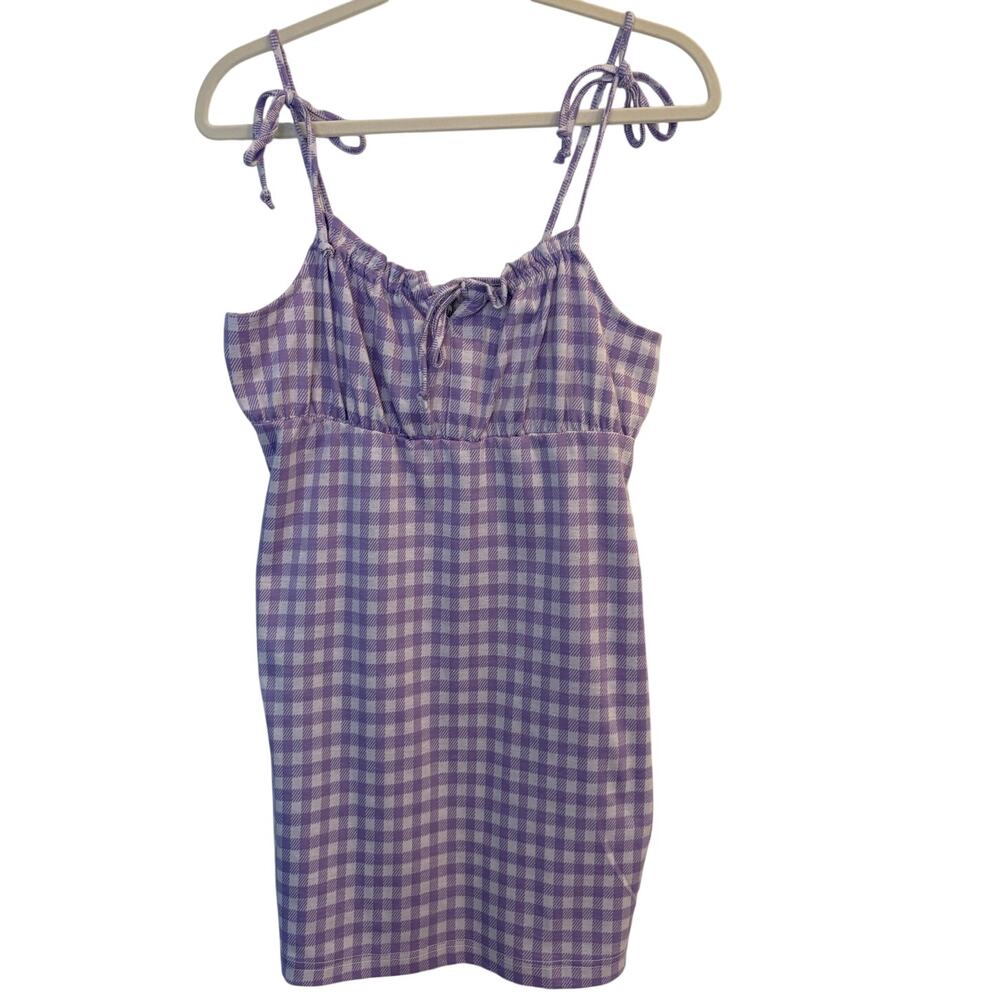 Purple Gingham Plaid Cami Dress Mini Y2K Summer Pastel Coquette Size XL